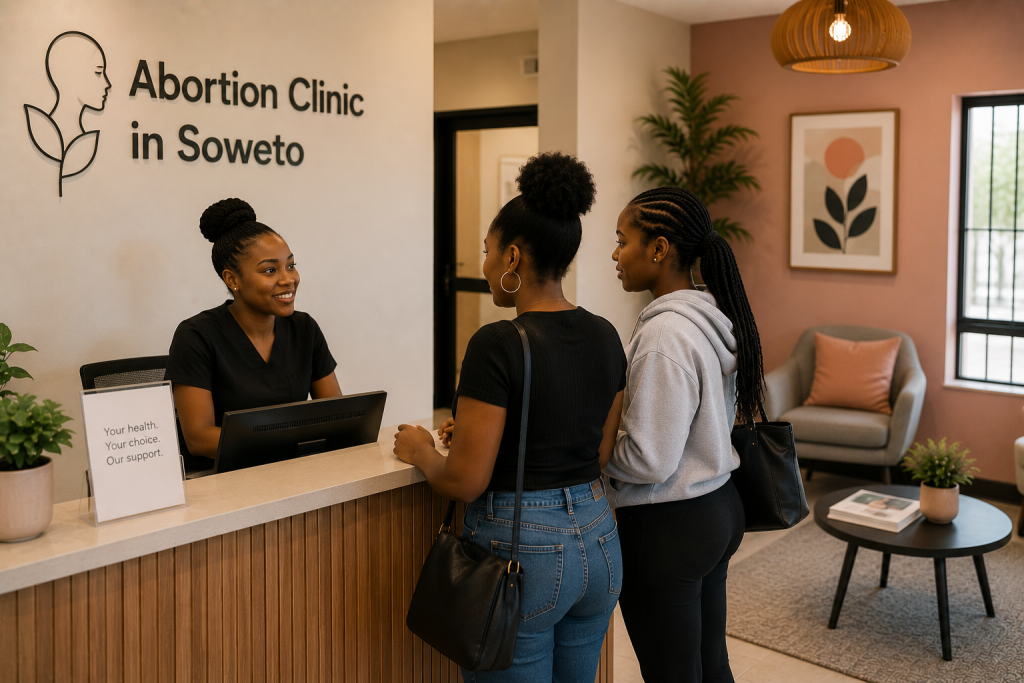 Two young females at a Reception area of Abortion clinic in Soweto