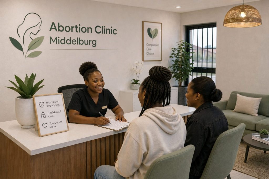 Abortion clinic in Middelburg reception area providing confidential abortion care and professional support for women