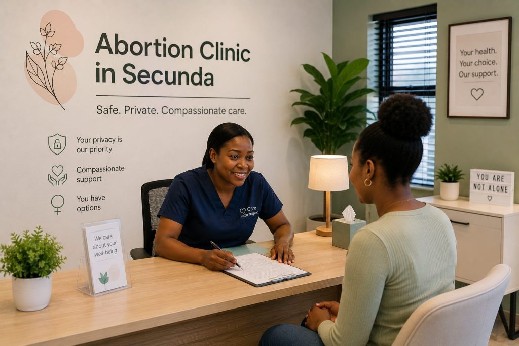 Abortion clinic in Secunda providing a confidential one-on-one consultation between a patient and healthcare professional.